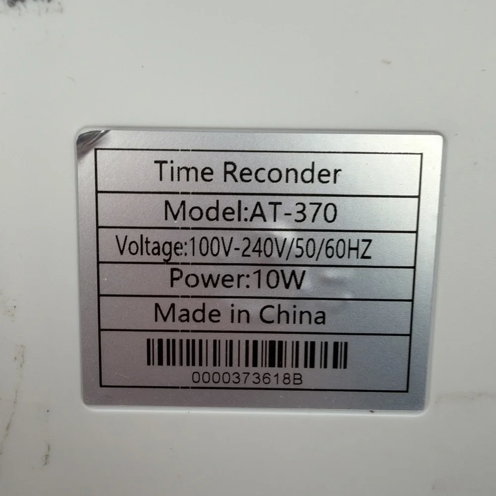 OFFNOVA Thermal Time Clock AT-37 No Ink/Network Small‎ Business No Key